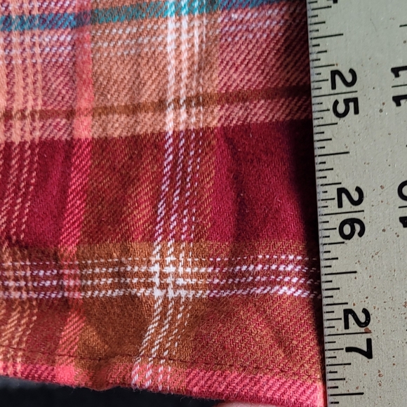 2 /$15 New Old Navy Plaid Flannel Boyfriend Shirt Sz M Orange Red NWT - Picture 9 of 12